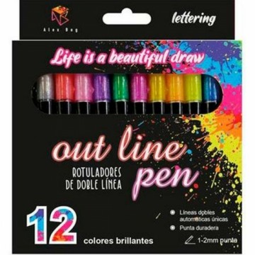 Set of Felt Tip Pens Alex Bog Outliner Multicolour 12 Pieces Cake