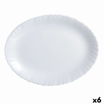 Pasniegšanas Plate Luminarc Feston Ovāls Balts Stikls (Ø 33 cm) (6 gb.)