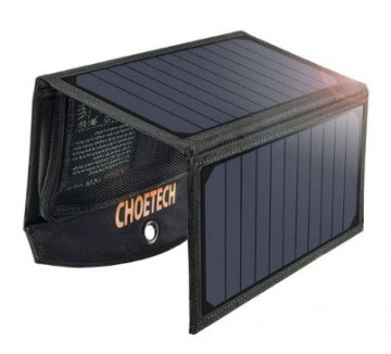 Choetech  
         
       Solar charger USB foldable solar charger 19W 2x USB (SC001) 
     Black