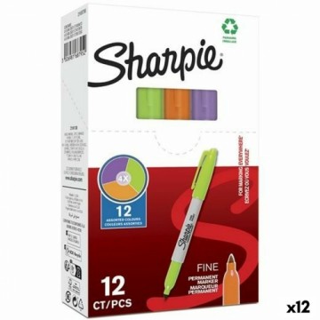 Постоянный маркер Sharpie Фиолетовый Оранжевый Зеленый 0,9 mm (12 штук)