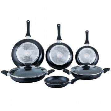 Herzberg Cooking Herzberg 8 Pieces Marble Coated Frying Pan Set Black