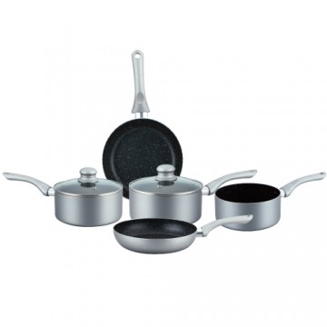 Herzberg Cooking Herzberg 7 Pieces Non-Stick Stone Coated Cookware Set Silver