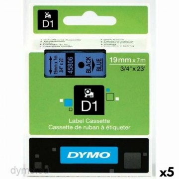 Laminēta lente iekārtu marķēšanai Dymo D1 45806 LabelManager™ Melns Zils 19 mm (5 gb.)