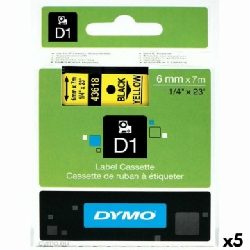 Laminēta lente iekārtu marķēšanai Dymo D1 43618 LabelManager™ Dzeltens 6 mm (5 gb.)