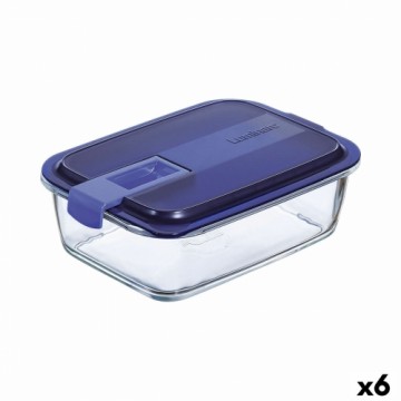 Hermētiska Pusdienu Kastīte Luminarc Easy Box Zils Stikls (6 gb.) (1,22 L)