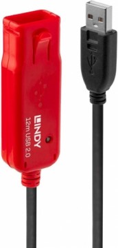 Lindy USB 2.0 Active Extension Cable Pro (black/red, 12 meters)