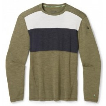 Smartwool Termo krekls SW MS CLASSIC Thermal Merino Base Layer Colorblock Crew M Winter Moss Heather