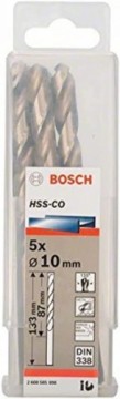 Bosch Metal twist drill HSS-Co, DIN 338,  10mm (working length 87mm, 5 pieces)