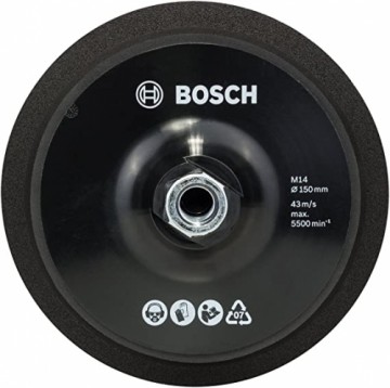 Bosch Rubber backing pad  150mm, sanding pad (black, for polishing machines)