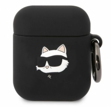 Karl Lagerfeld  
       Apple  
       Airpods 1/2 3D Logo NFT Choupette Head Silicone Case 
     Black