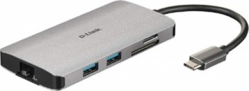 D-Link DUB-M810 8 - In - 1 USB - C Hub, docking station (grey, HDMI, USB-C PD, RJ-45)