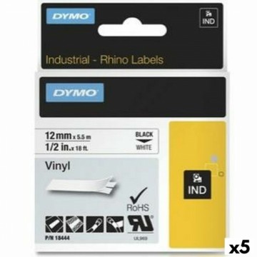 Laminēta lente iekārtu marķēšanai Rhino Dymo ID1-12 12 x 5,5 mm Melns Balts Vinila Pašlīpoši materiāli (5 gb.)