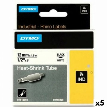 Laminated Tape for Labelling Machines Rhino Dymo ID1-12 White Black 12 x 1,5 mm (5 Units)