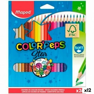 Цветные карандаши Maped Color' Peps Star Разноцветный 24 Предметы (12 штук)