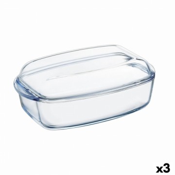 Pasniegšanas Plate Pyrex Classic Ar vāku 4,5 L 38 x 22 x 11 cm Caurspīdīgs Stikls (3 gb.)