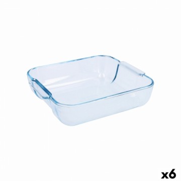 Serving Platter Pyrex Classic Squared Transparent Glass 25 x 22 x 6 cm (6 Units)