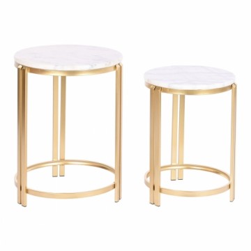 Set of 2 tables DKD Home Decor White Golden 40 x 40 x 55 cm