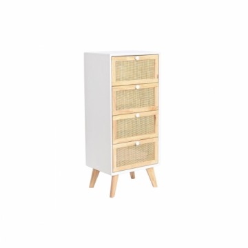 Chest of drawers DKD Home Decor White Rattan Paolownia wood 40 x 30 x 90 cm