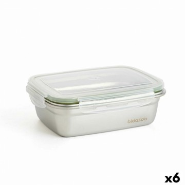 Герметичная коробочка для завтрака Bidasoa Theo 19,5 x 14,5 x 8 cm 850 ml Серебристый Металл (6 штук)