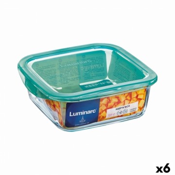 Kvadrātveida Pusdienu Kastīte ar Vāku Luminarc Keep'n Lagon 760 ml 13 x 6 cm Tirkīzs Stikls (6 gb.)