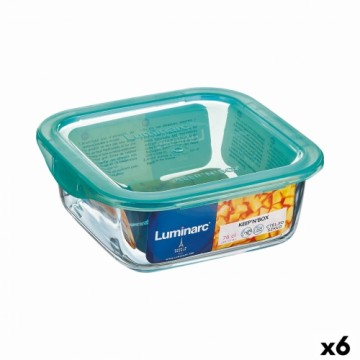 Kvadrātveida Pusdienu Kastīte ar Vāku Luminarc Keep'n Lagon 10 x 5,4 cm Tirkīzs 380 ml Daudzkrāsains Stikls (6 gb.)