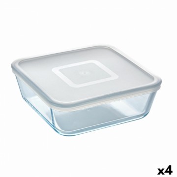 Kvadrātveida Pusdienu Kastīte ar Vāku Pyrex Cook & Freeze 2 L 19 x 19 cm Caurspīdīgs Silikona Stikls (4 gb.)