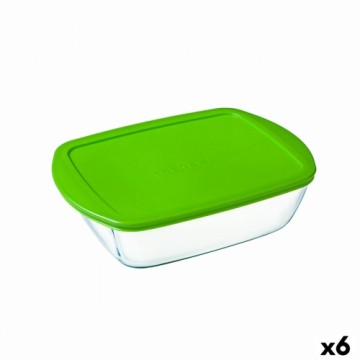 Taisnstūra Pusdienu kastīte ar Vāku Pyrex Cook & Store Zaļš 1,1 L 23 x 15 x 7 cm Silikona Stikls (6 gb.)