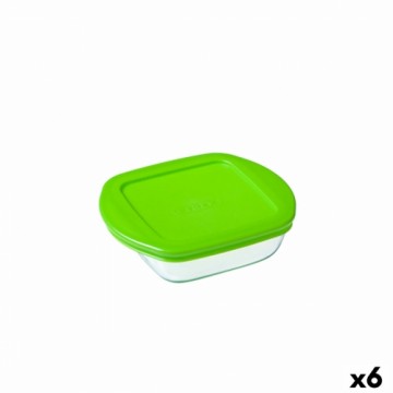 Kvadrātveida Pusdienu Kastīte ar Vāku Pyrex Cook & Store Zaļš 1 L 20 x 17 x 5,5 cm Silikona Stikls (6 gb.)