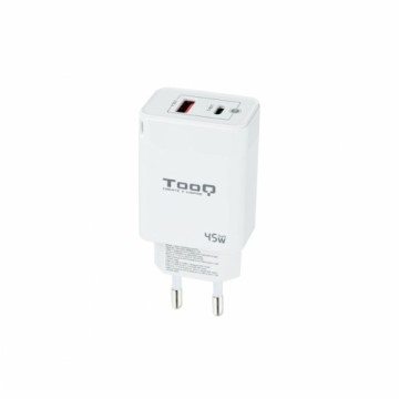 Сетевое зарядное устройство TooQ Cargador de Pared GaN USB-C/PD + USB-A/QC 45W, Blanco