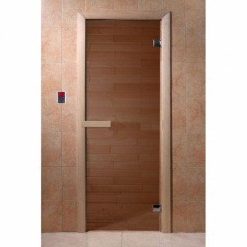 Sm Global Pirts (saunas) durvis 1800x700, 6mm, 2 eņģes bronza, skujkoks B82S