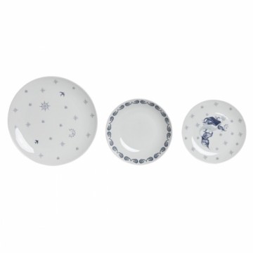 Набор посуды DKD Home Decor Фарфор Синий Белый 27 x 27 x 3 cm 18 Предметы