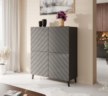 Halmar Chest of drawers ABETO mat graphite/ gloss graphite