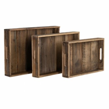 Bigbuy Home поднос для закусок 48 x 32 x 6 cm Натуральный древесина ели 3 Предметы