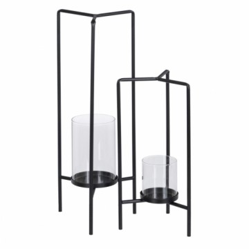 Bigbuy Home Подсвечник 18,5 x 16,5 x 50 cm Стеклянный Чёрный Металл (2 штук)