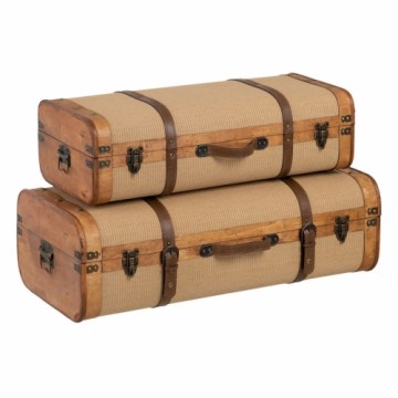 Set of Chests 80 x 41,5 x 25 cm Synthetic Fabric Wood (2 Pieces)