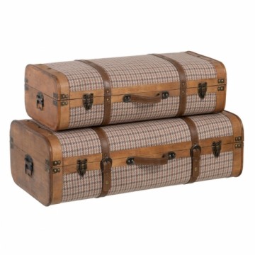 Bigbuy Home Ceļojumu bagāžas komplekts 80 x 41,5 x 25 cm Sintētiska Auduma Koks Rāmji (2 Daudzums)