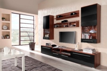 Halmar wall unit LUNA plum/black