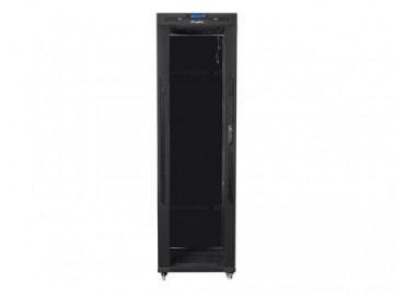 Lanberg Installation cabinet rack 19 42u 600x600 black, black glass door lcd (Flat pack)