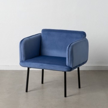 Armchair Synthetic Fabric Blue Metal