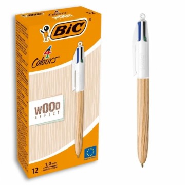 Pen Bic Wood Effect Multicolour 0,32 mm (12 Pieces)