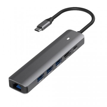 Extradigital Adapter USB Type-C - HDMI, LAN, 3x USB 3.0 Type-A, USB Type-C PD100W