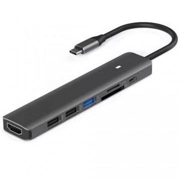 Extradigital Aдаптер USB Type-C - HDMI, 3x USB Type-A, SD, TF, USB Type-C PD100W