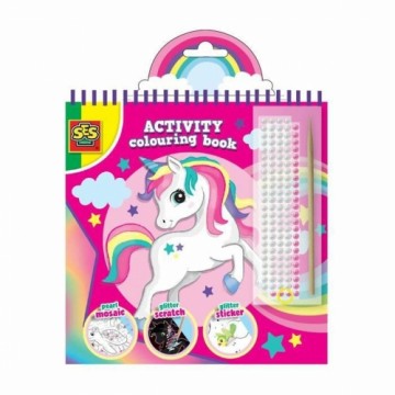 Krāsojamie attēli SES Creative Activity Colouring Book 3-vienā Uzlīmju komplekts Piezīmju klade