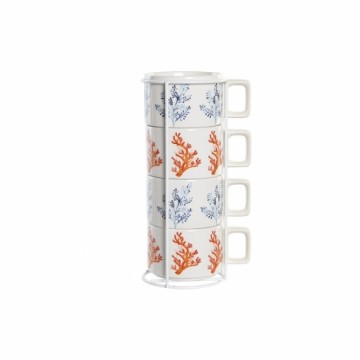 Набор из кофейных чашек DKD Home Decor Синий Металл Фуксия 260 ml 4 Предметы Dolomite