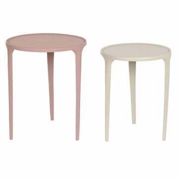 Set of 2 tables DKD Home Decor Beige Pink 40 x 40 x 50 cm