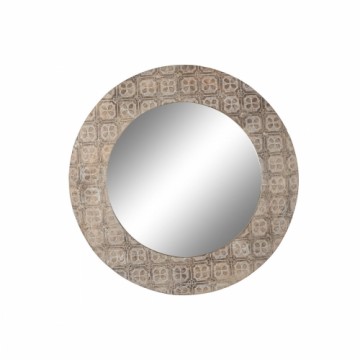 Sienas spogulis DKD Home Decor 76 x 4 x 76 cm Stikls Brūns Balts Mandala Mango koks Indietis Koks MDF Kails