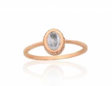 Золотое кольцо #1101148(Au-R)_TZLB, Красное Золото 585°, Небесно-голубой топаз, Размер: 17, 1.47 гр.