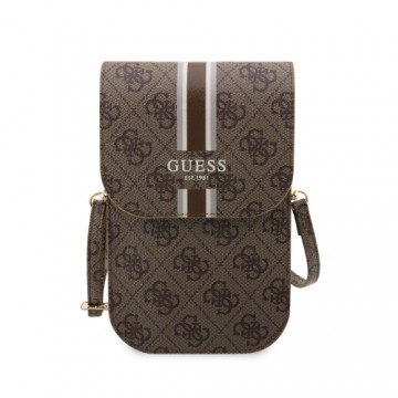 Guess PU 4G Printed Stripes Phone Bag Brown