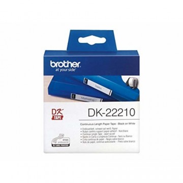 Рулонная бумага для принтеров Brother DK22210 29 x 30,48 mm Черный/Белый Белый 500 Листья