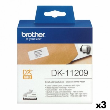 Printera birkas Brother DK-11209 62 x 29 mm Melns/Balts (3 gb.)
